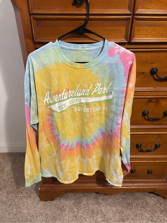 Tops - Tie-Dye Long Sleeve Top with 'Adventureland Park' Graphic